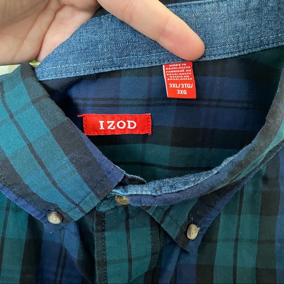 IZOD|3XL|Multi Color Plaid Long Sleeve Button Down Collard Shirt - Picture 3 of 10